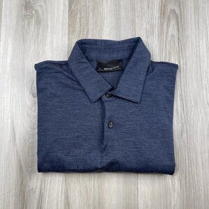 Alchemy Equipment Short Sleeve Merino Wool Polo Shirt Men’s Size S Small Blue
